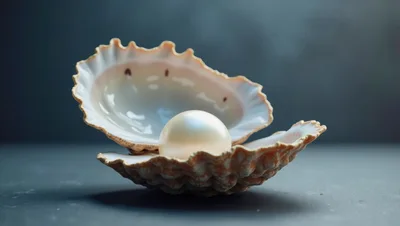 Lustrous White Pearl Inside An Open Seashell