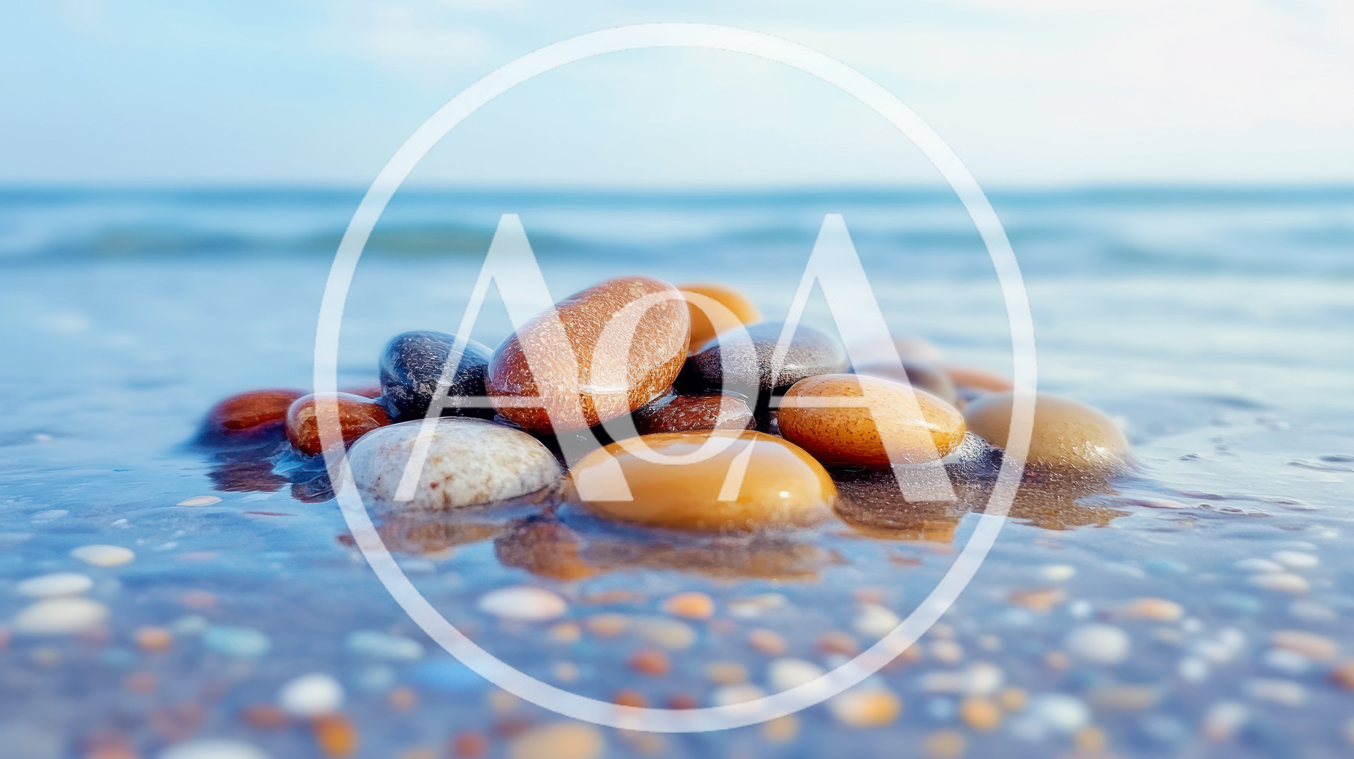Smooth Colorful Pebbles Resting In Shallow Ocean Water