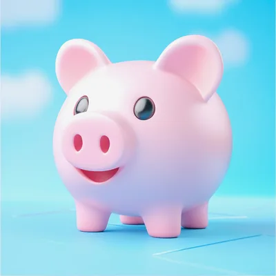 3D Rendered Pink Piggy Bank On Blue Background