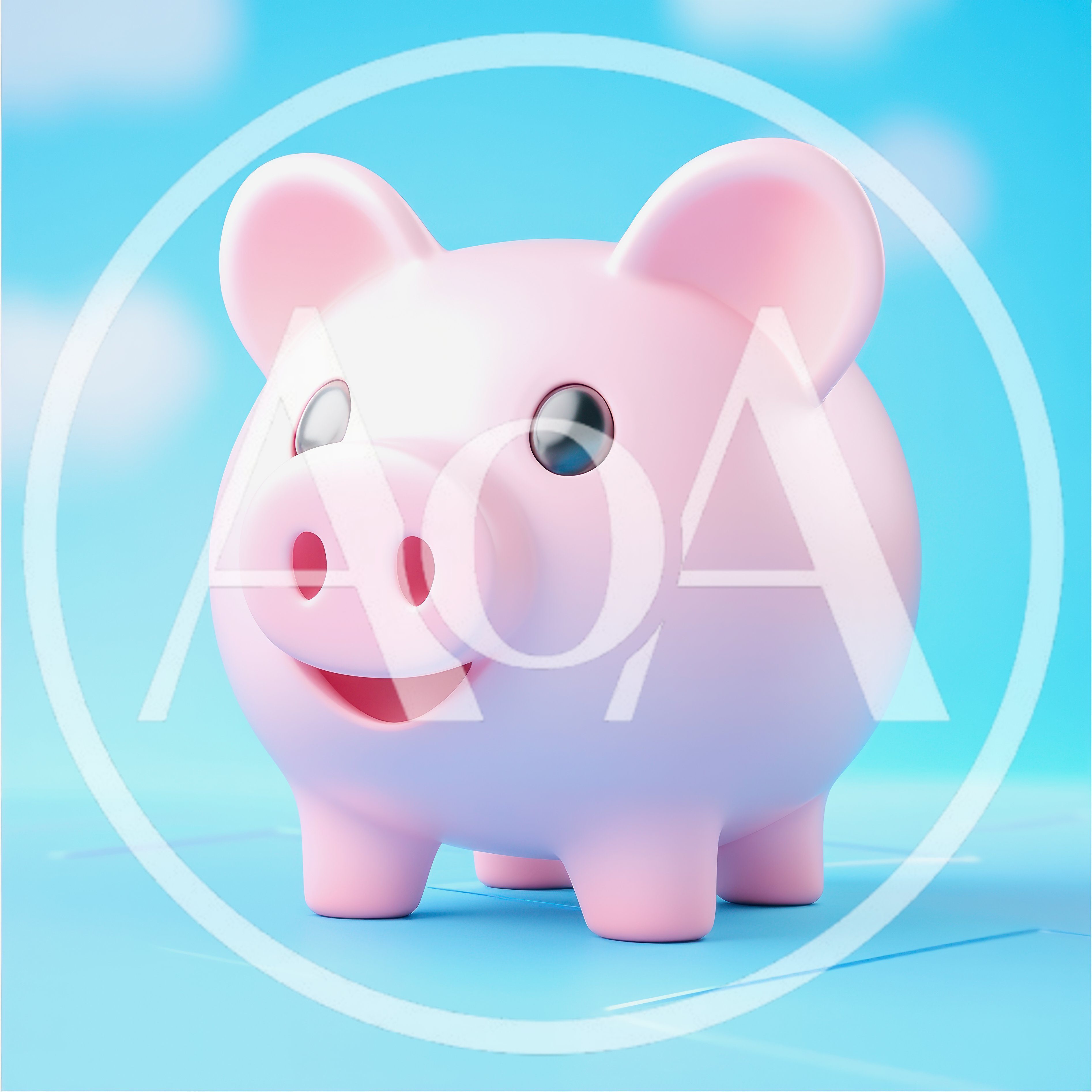 3D Rendered Pink Piggy Bank On Blue Background