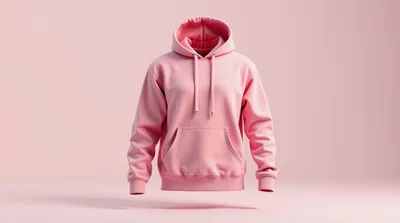 Pink Hoodie Sweatshirt Floating Against Pastel Background