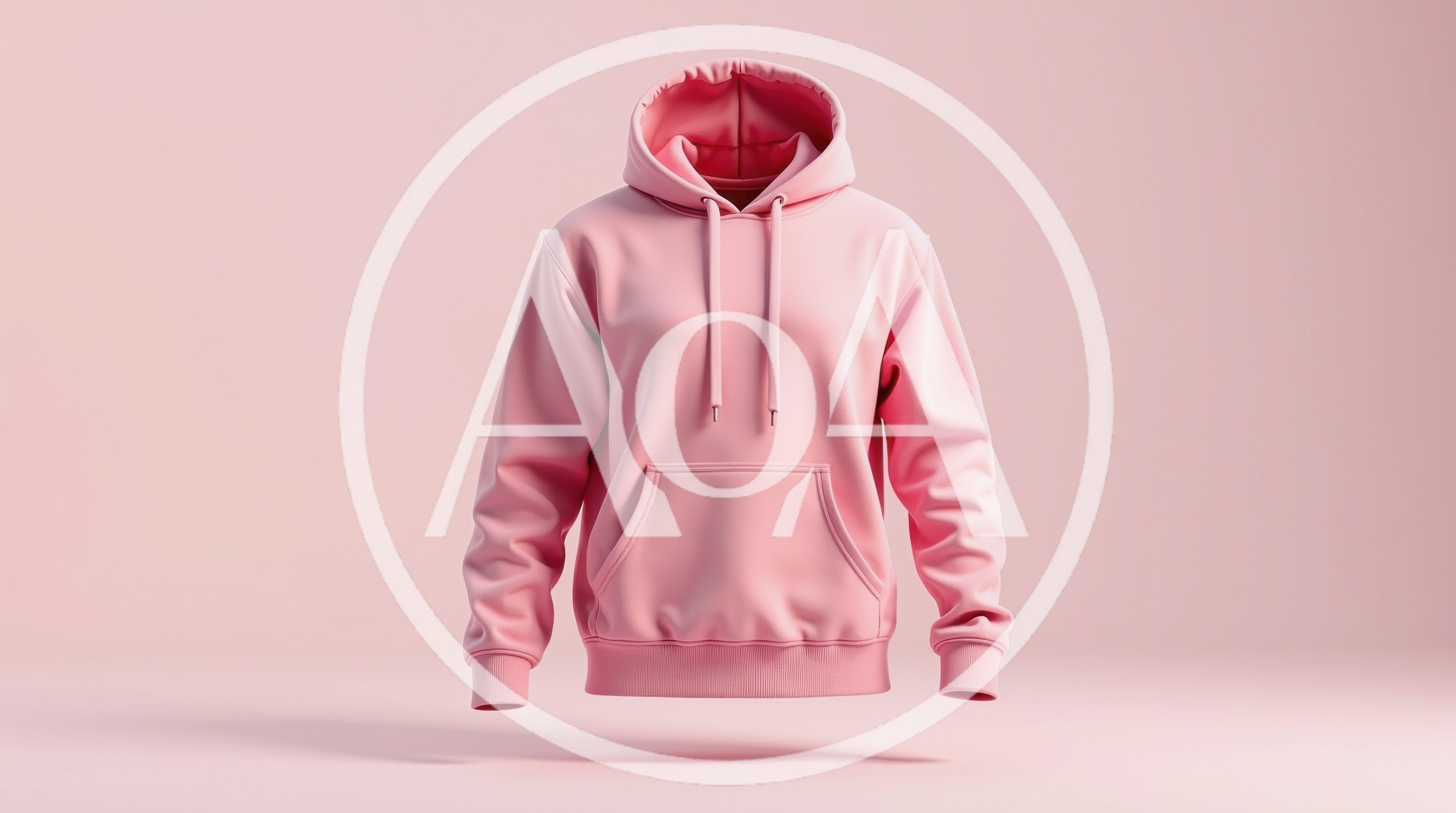 Pink Hoodie Sweatshirt Floating Against Pastel Background