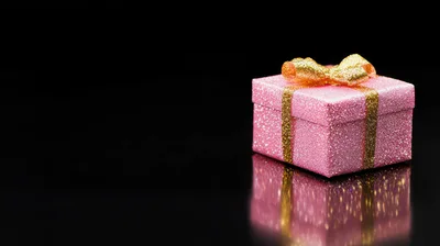Pink Glittery Gift Box With Gold Ribbon