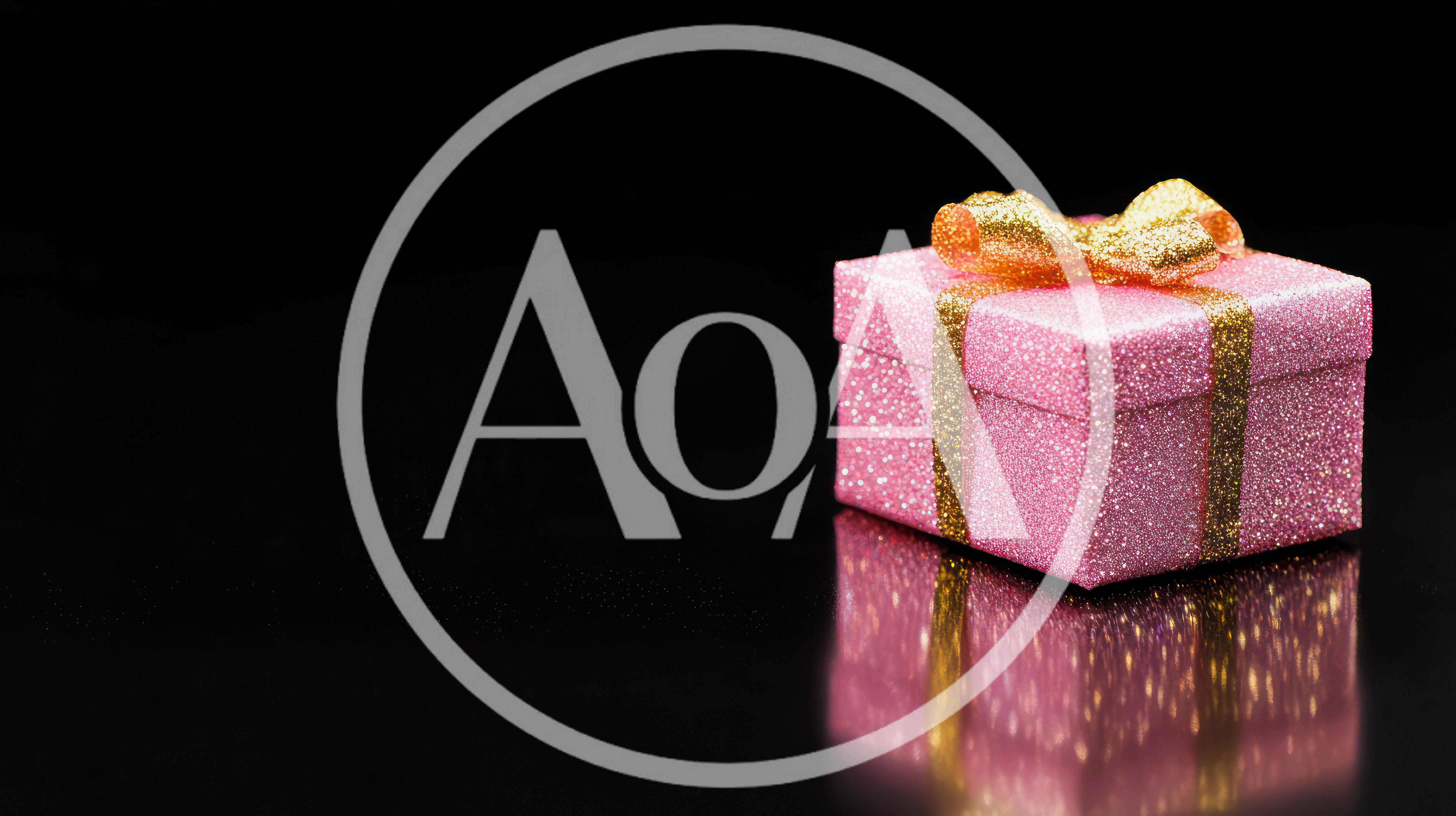 Pink Glittery Gift Box With Gold Ribbon