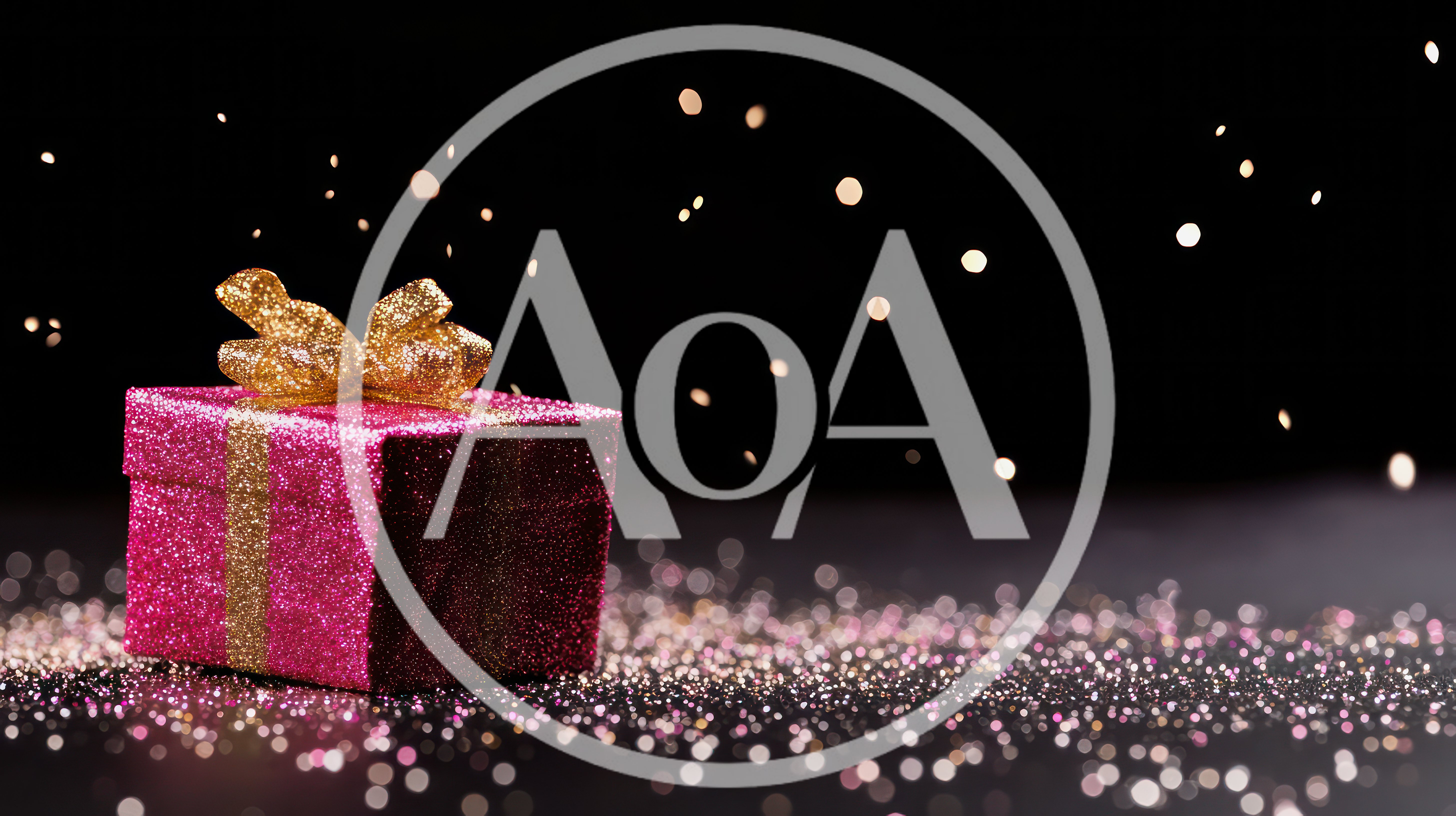 Pink Glitter Gift Box With Gold Ribbon