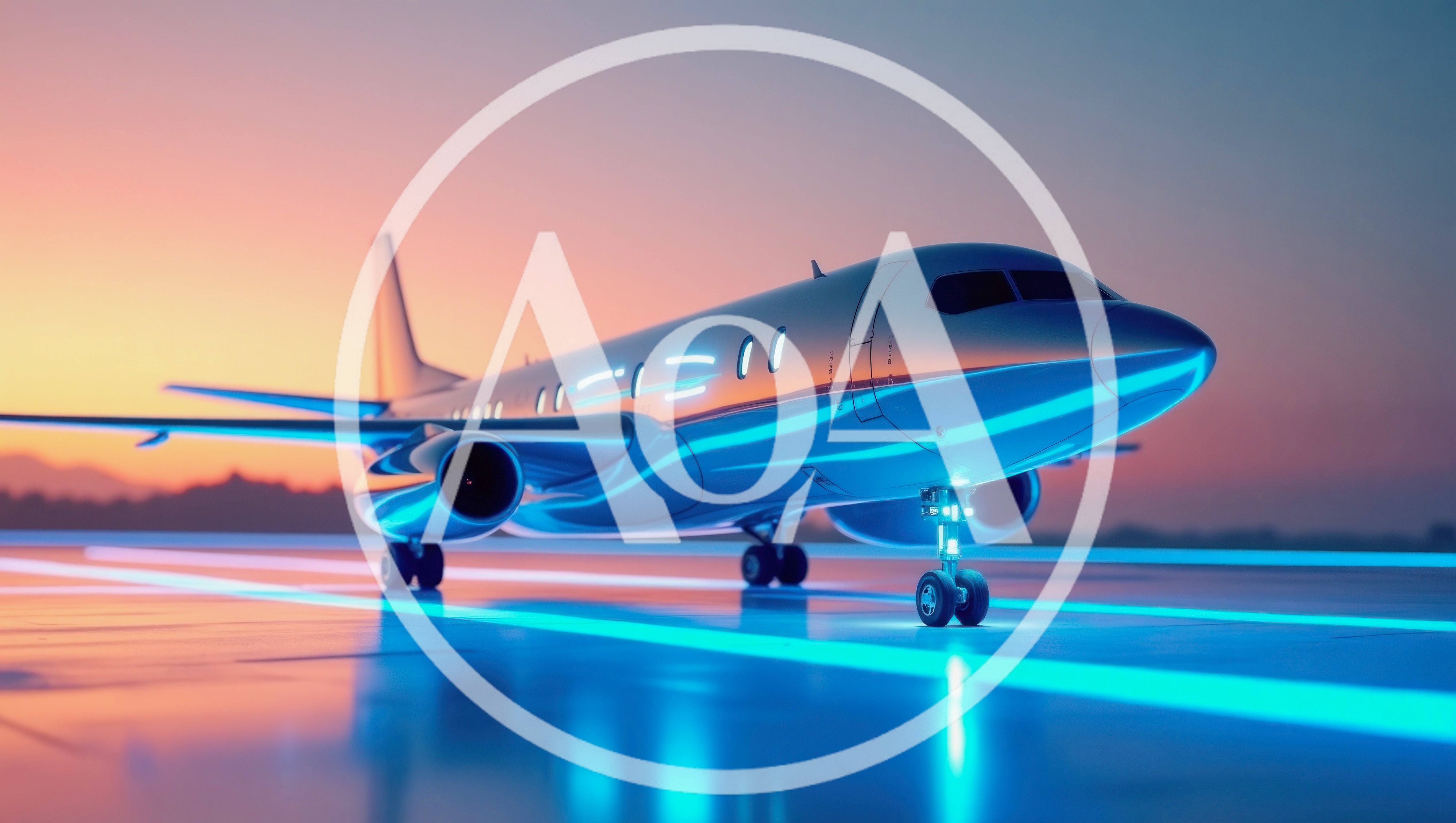 Modern Private Jet Parked on Illuminated Airport Runway
