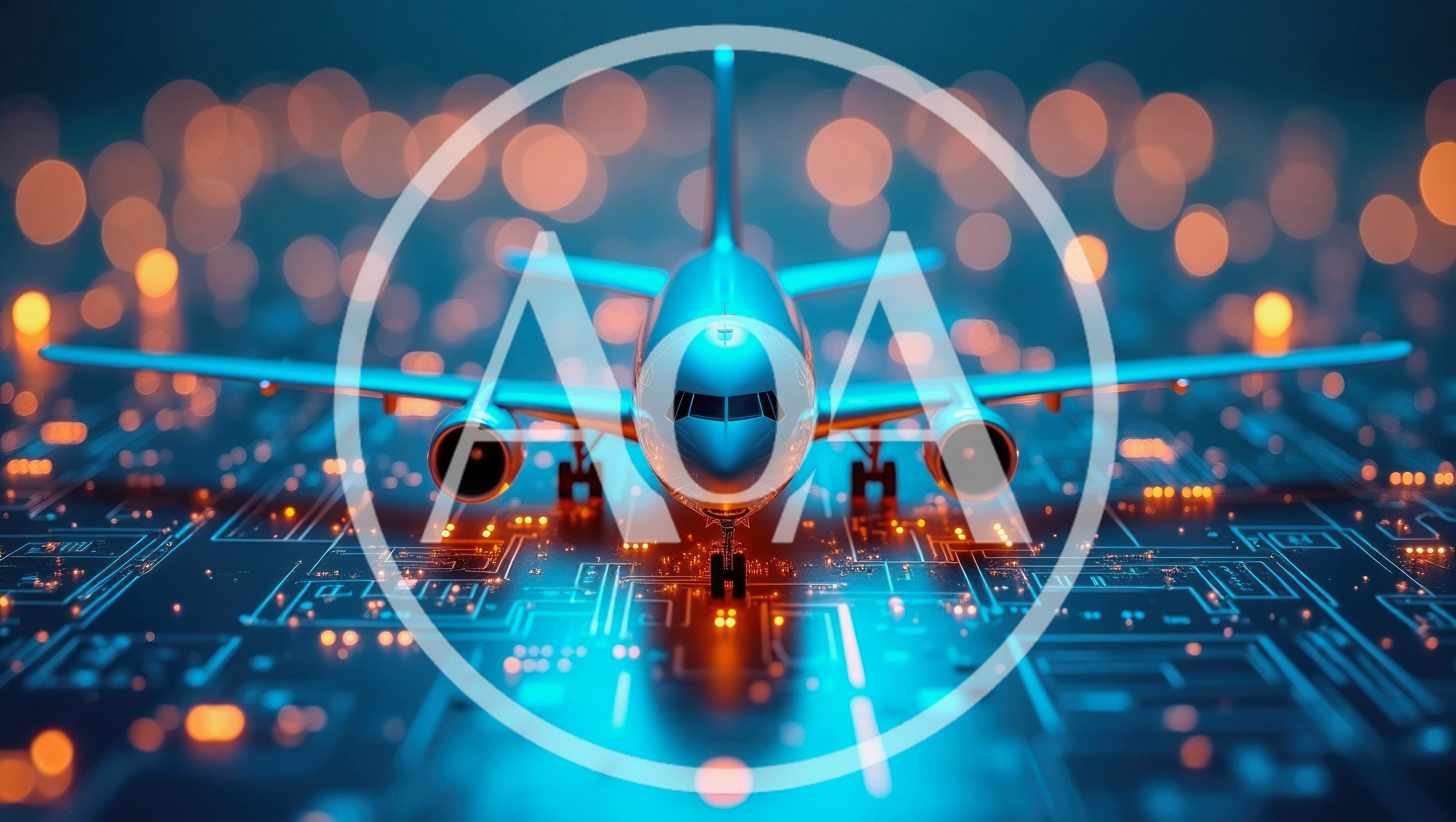 Digital Airplane Model On Glowing Circuit Board
