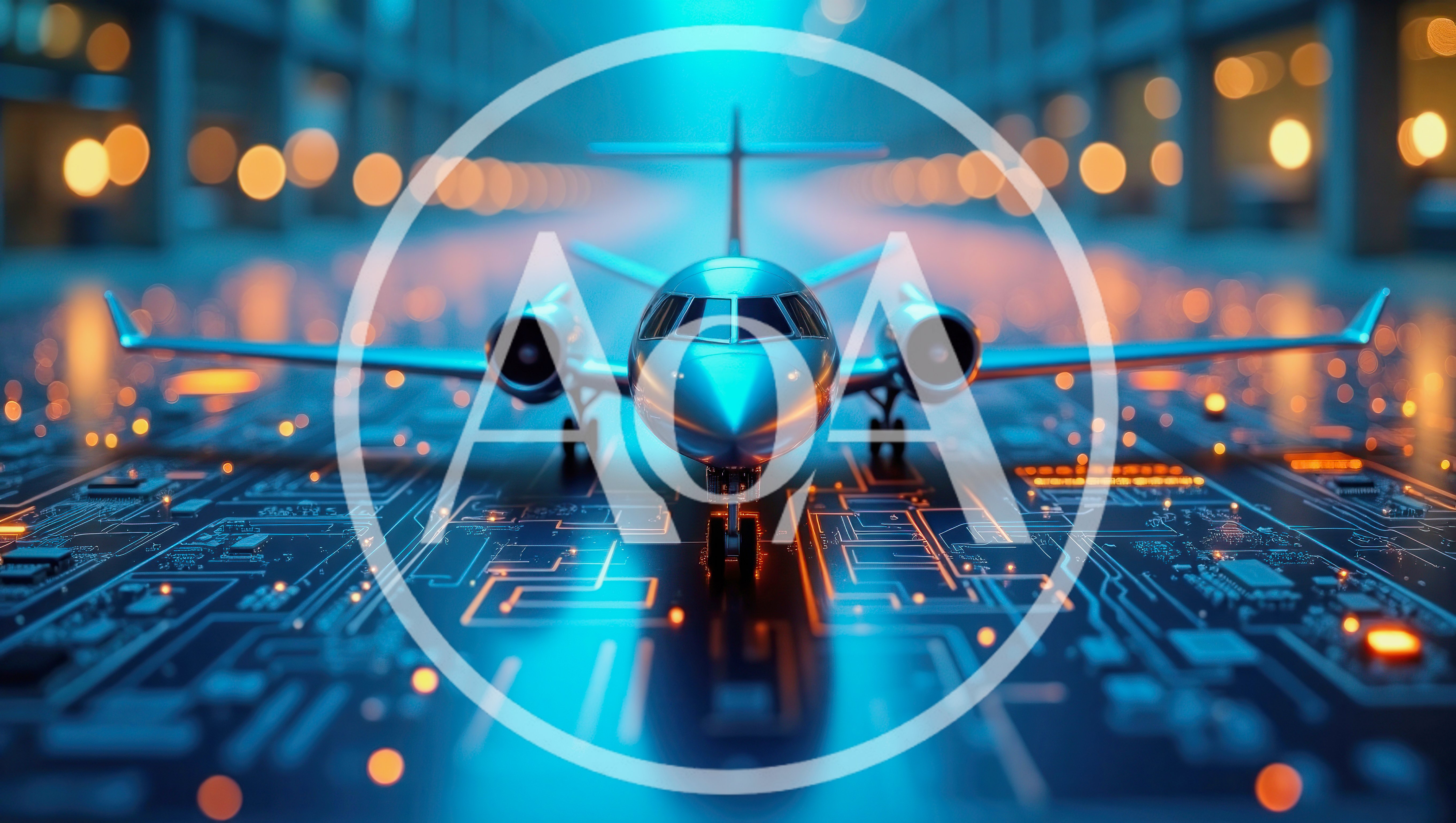 Private Jet Concept On Digital Circuit Board Runway