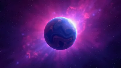 Abstract Swirling Planet In Deep Space Nebula