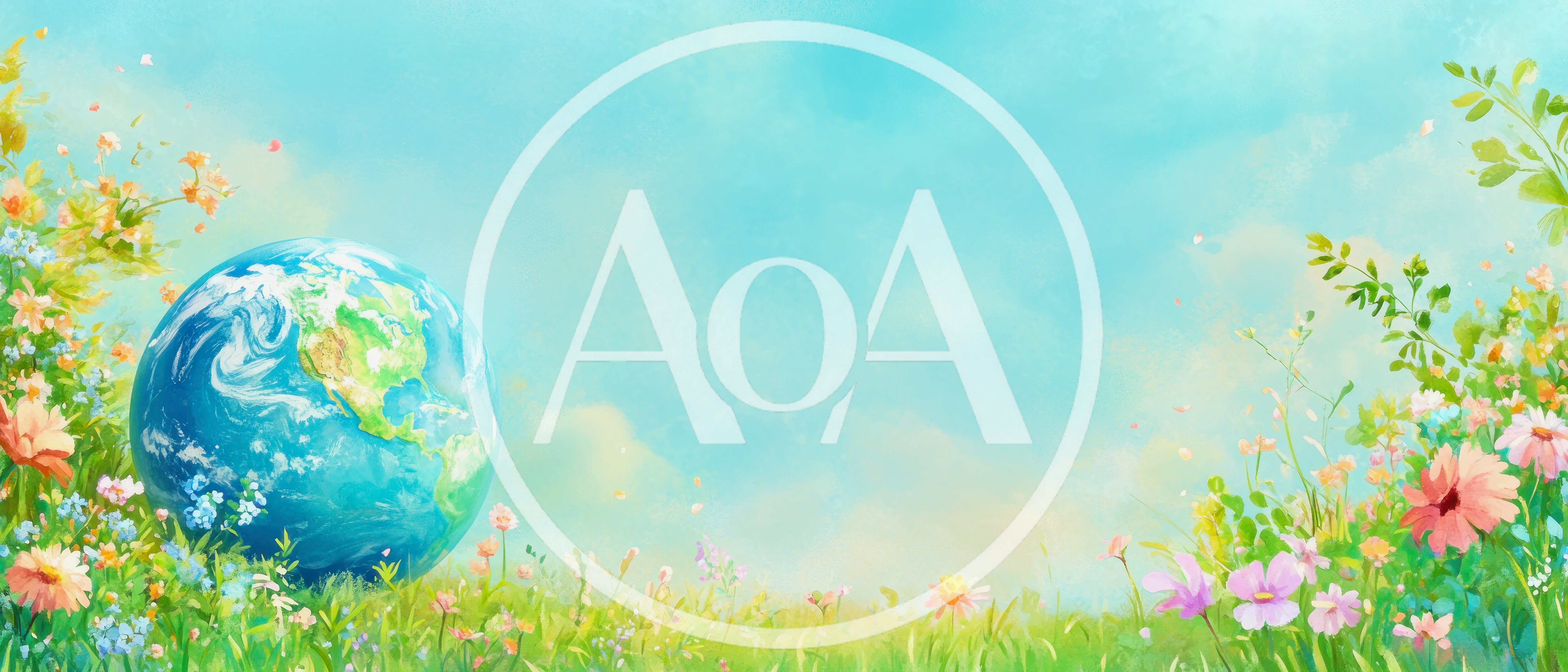 Watercolor Illustration Of Earth In A Spring Meadow
