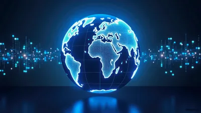 Digital Earth Globe With Data Network Visualization