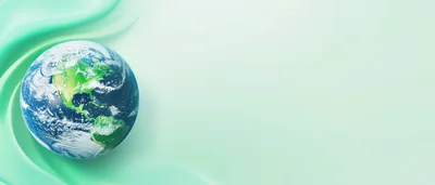 Earth Globe Floating Over Soft Mint Green Fabric