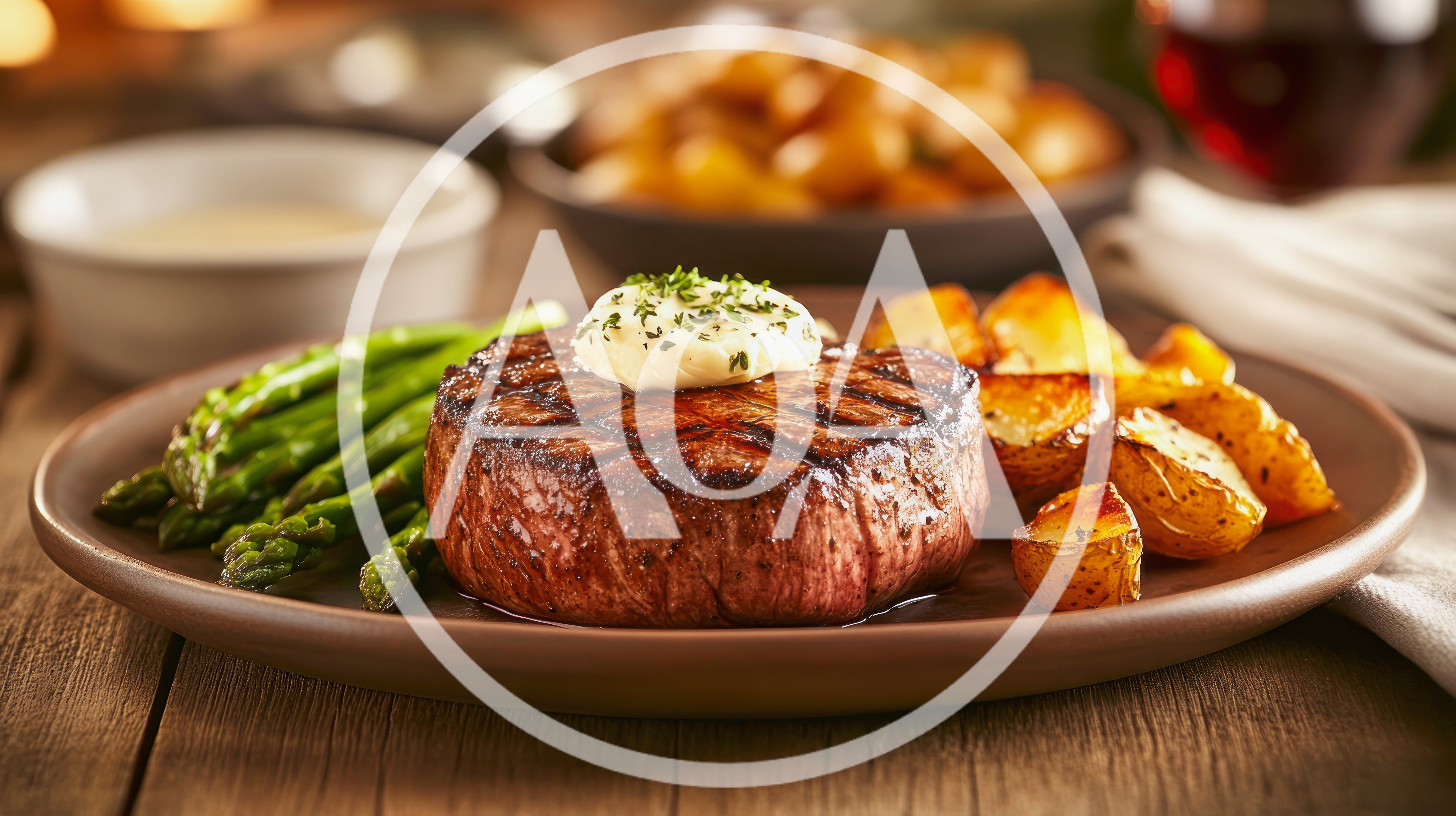 Grilled Filet Mignon Steak With Asparagus And Roasted Potatoes