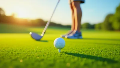 Golf Ball On Tee With Golfer In Background