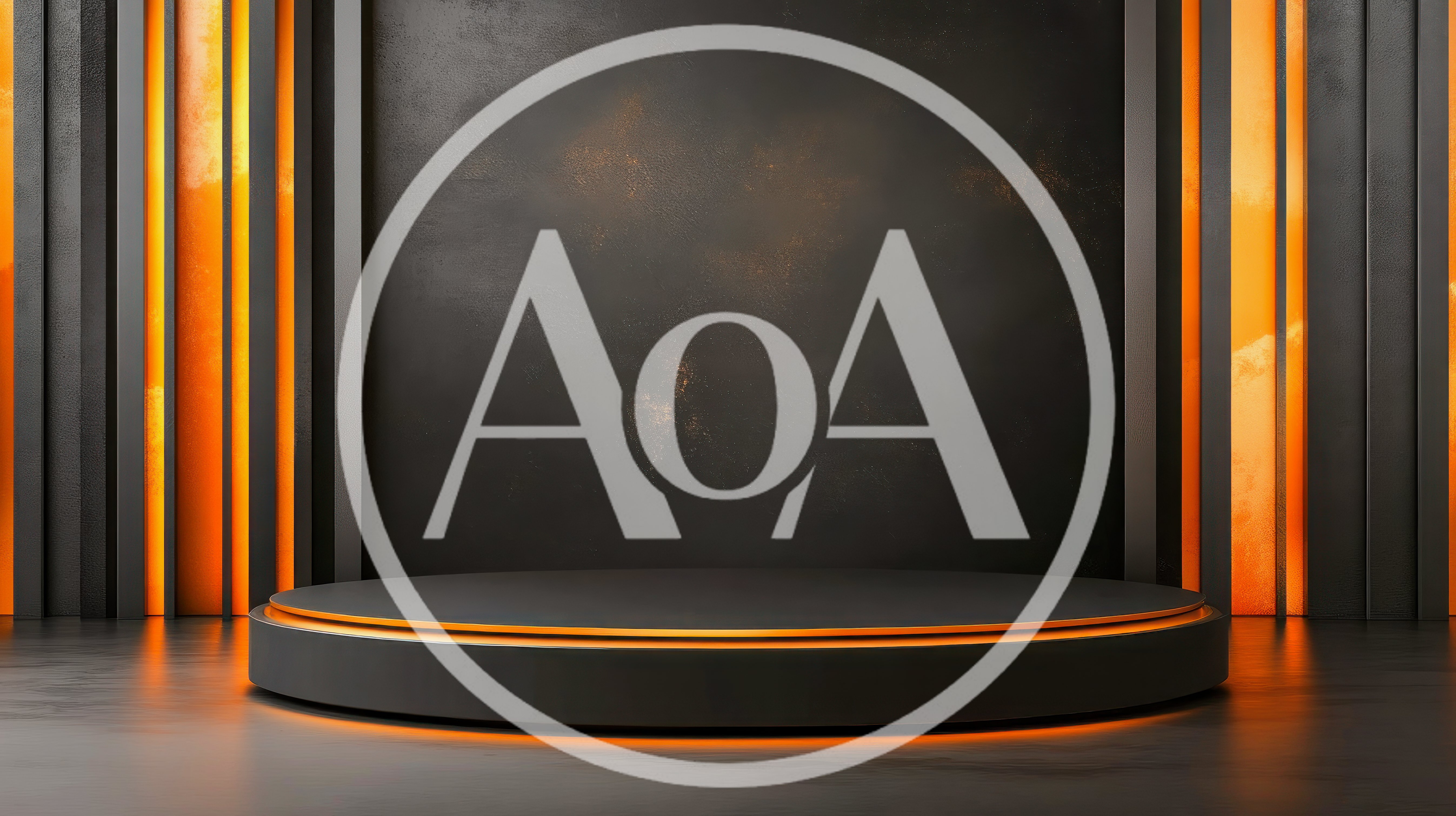 Empty Circular Podium With Orange Glowing Accents