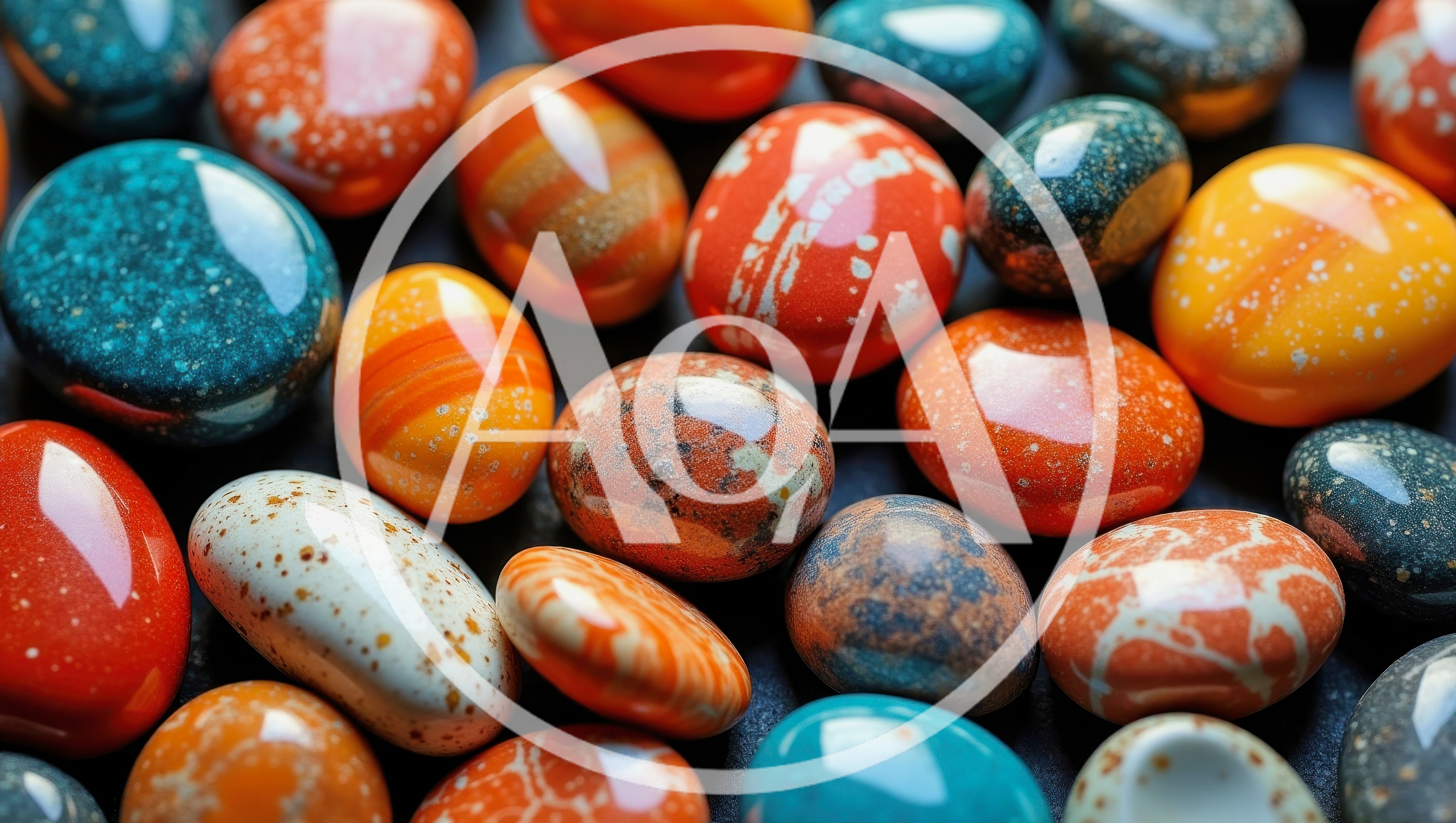Collection Of Polished Colorful Gemstones And Pebbles