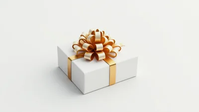 White Gift Box With Gold Ribbon