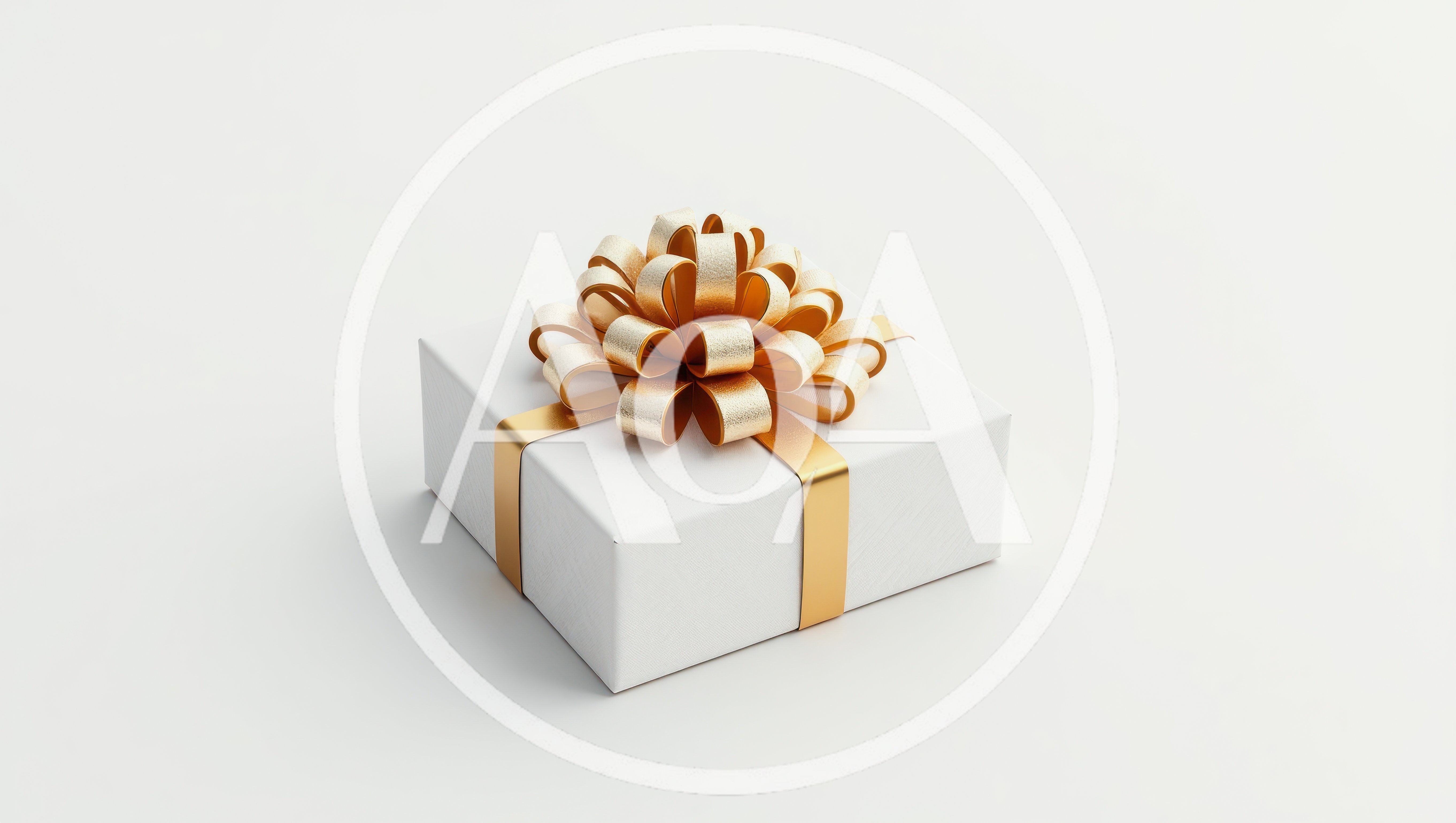White Gift Box With Gold Ribbon