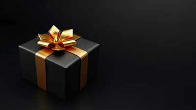 Black Gift Box With Gold Ribbon