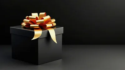 Black Gift Box With Gold Ribbon