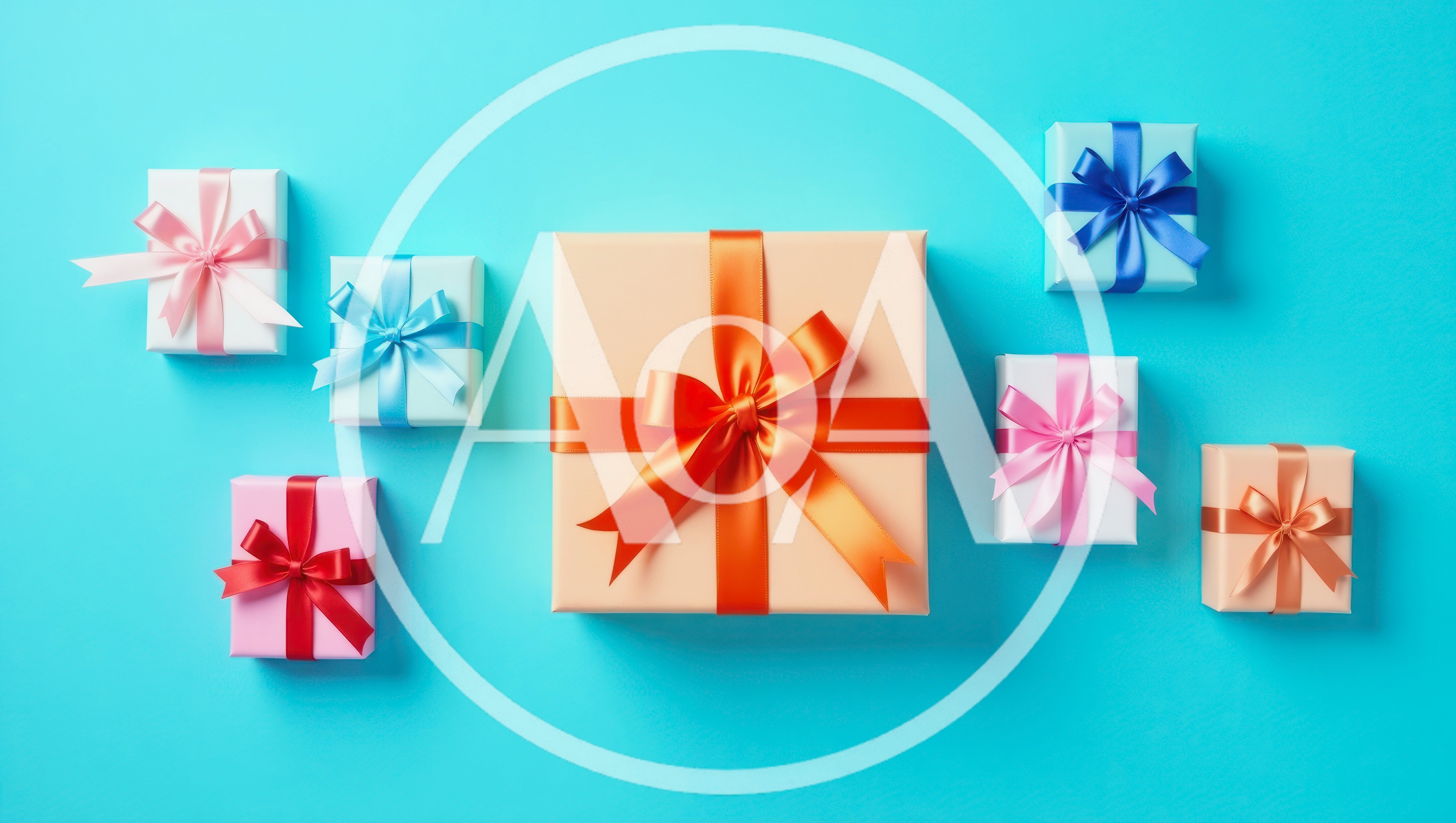 Top View Of Assorted Gift Boxes On Blue Background