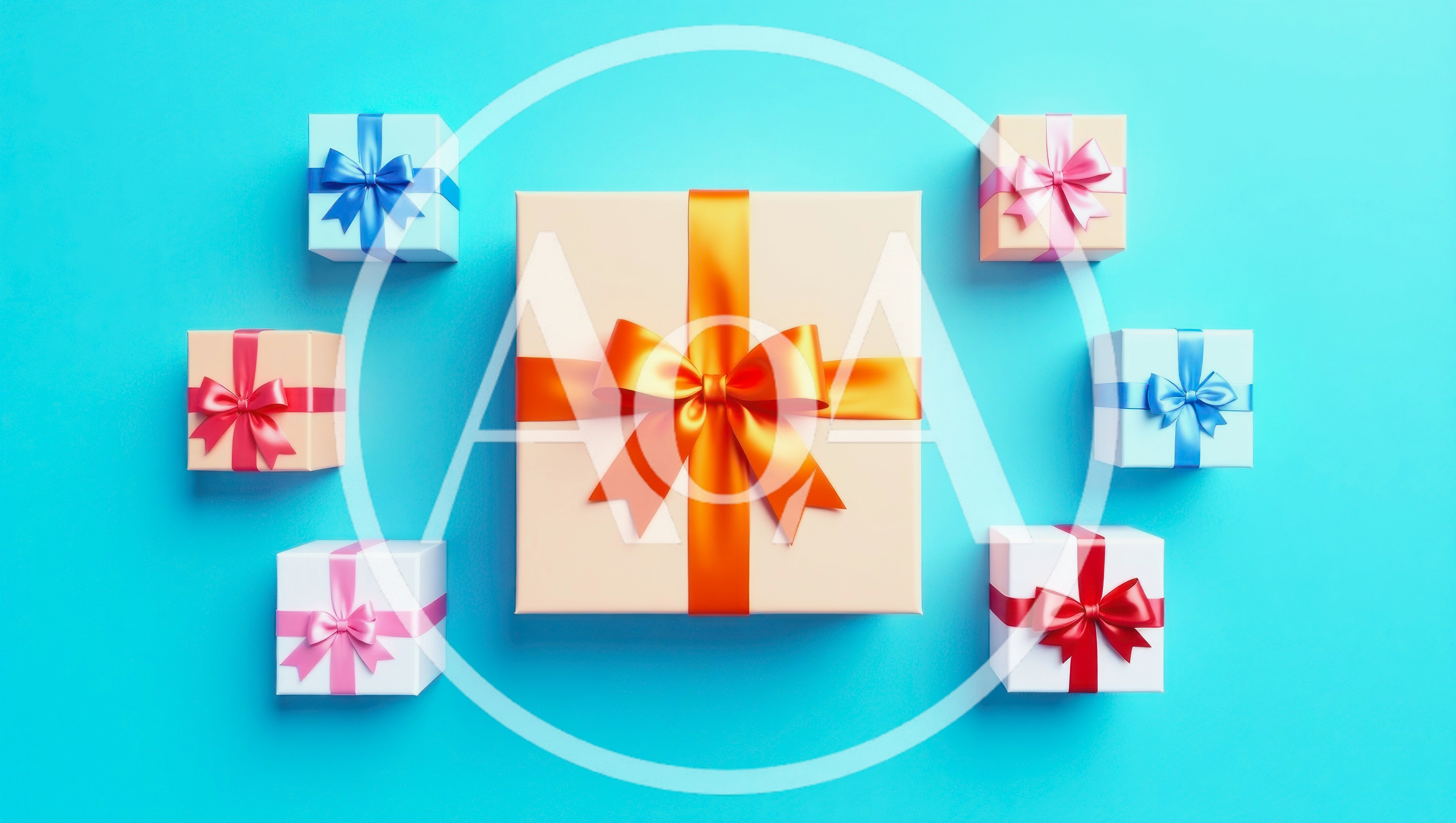 Top View Of Assorted Gift Boxes On Blue Background