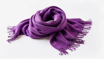 Purple Cashmere Scarf With Fringed Edges