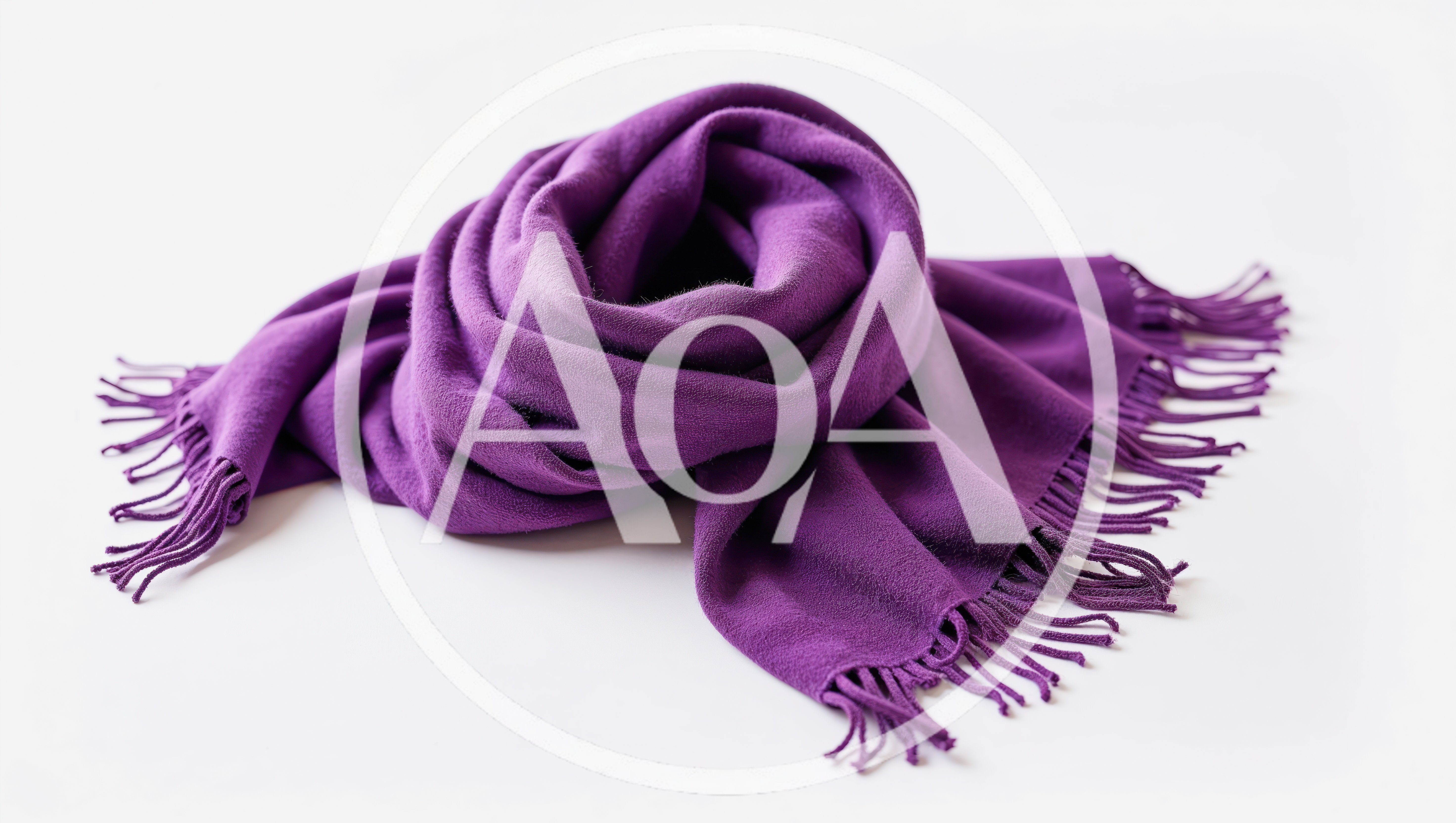 Purple Cashmere Scarf With Fringed Edges
