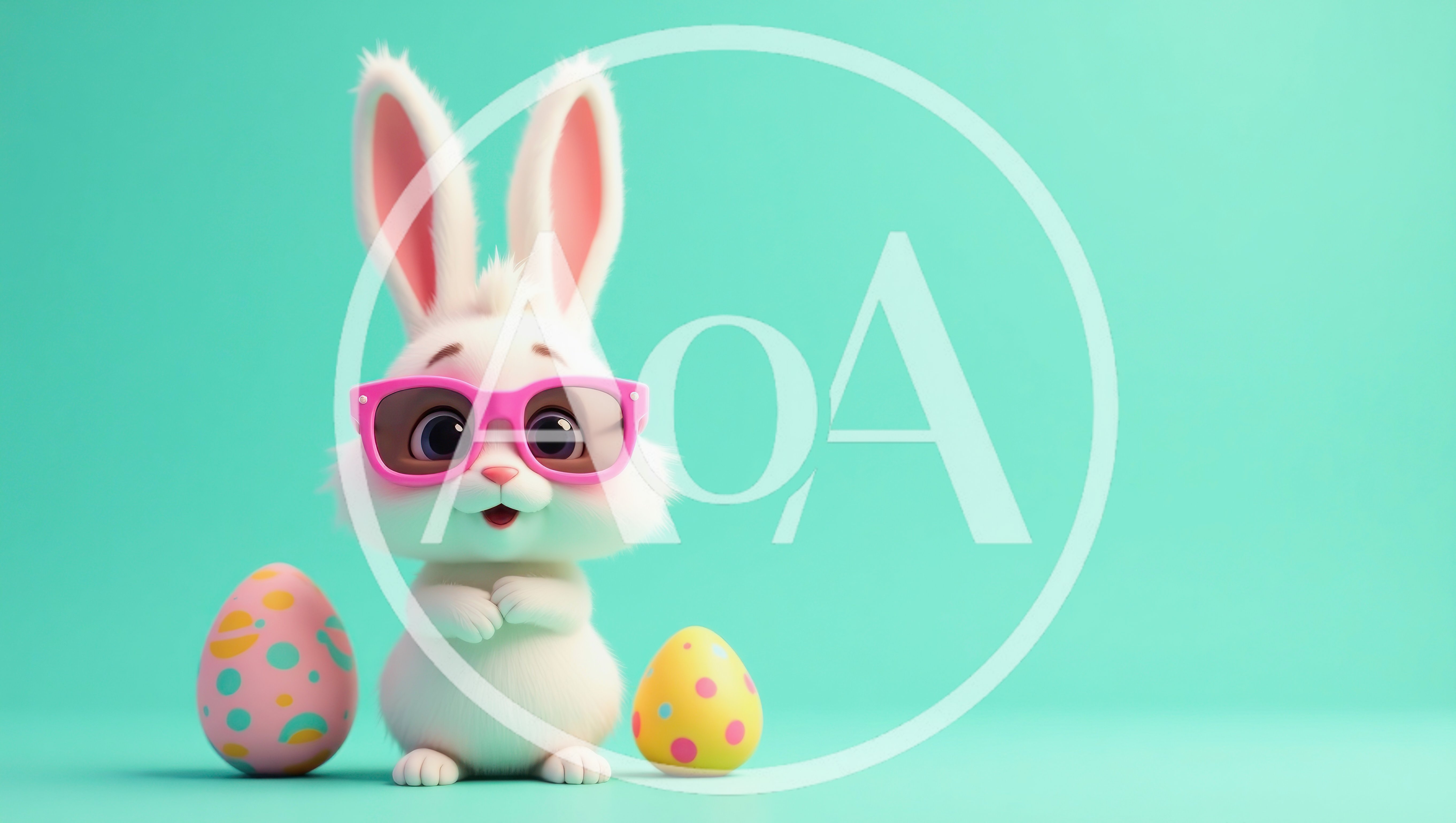 Cute White Easter Bunny Wearing Pink Sunglasses