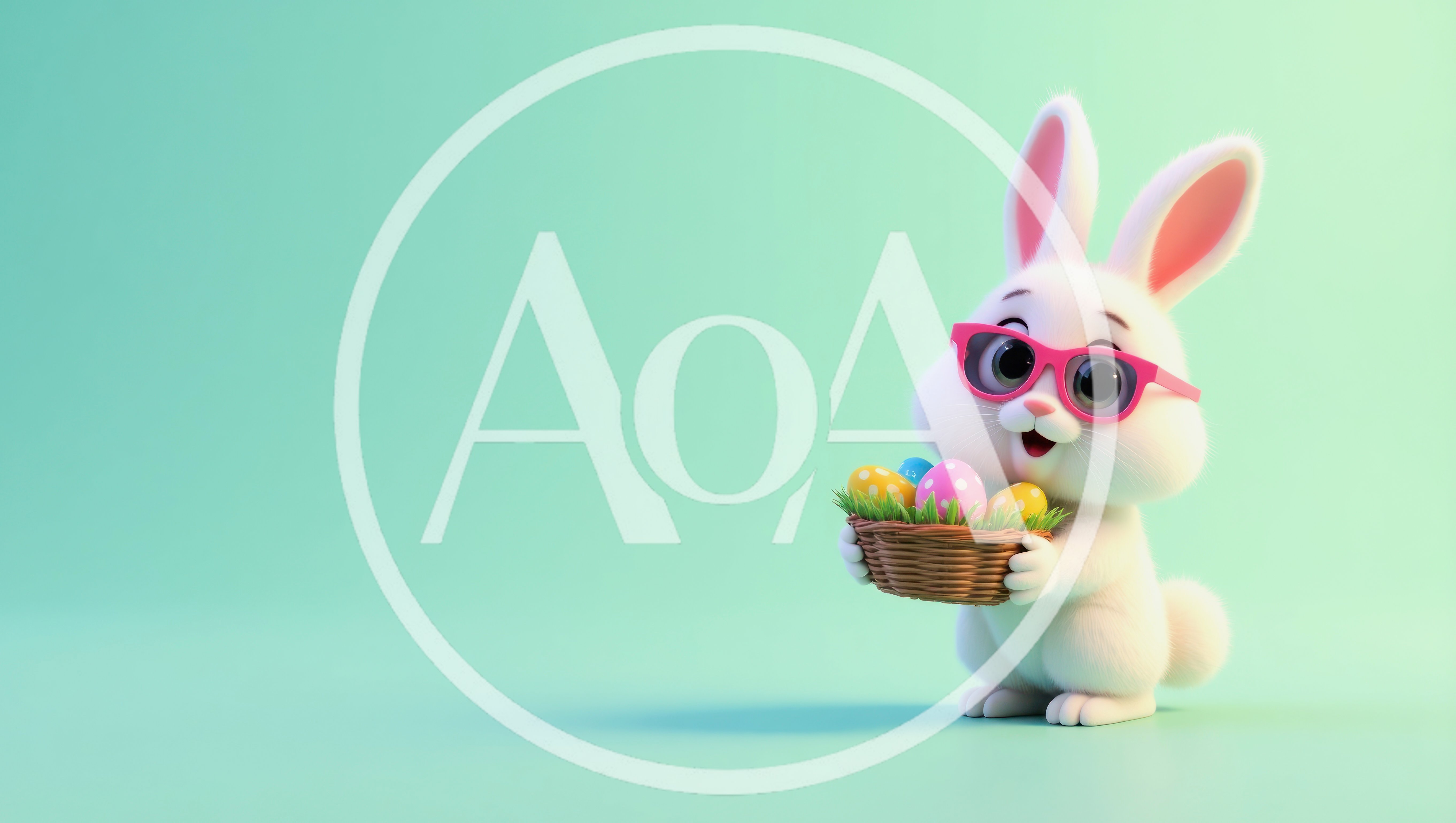 Cute Easter Bunny Holding A Basket Of Colorful Eggs