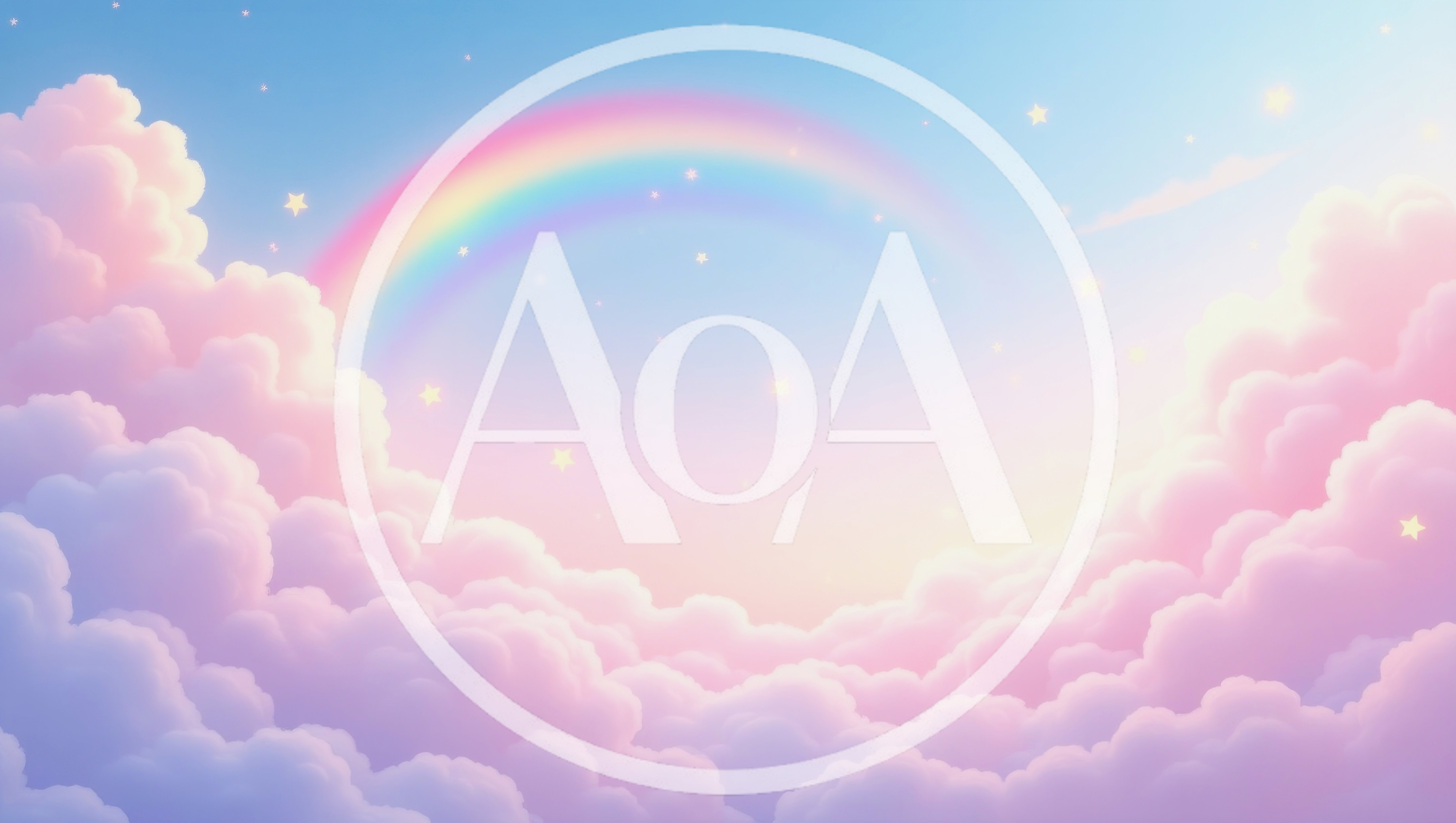 Dreamy Pastel Sky With Rainbow And Floating Stars