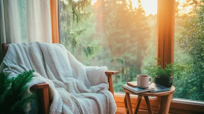 Cozy Armchair With Blanket By A Sunny Window