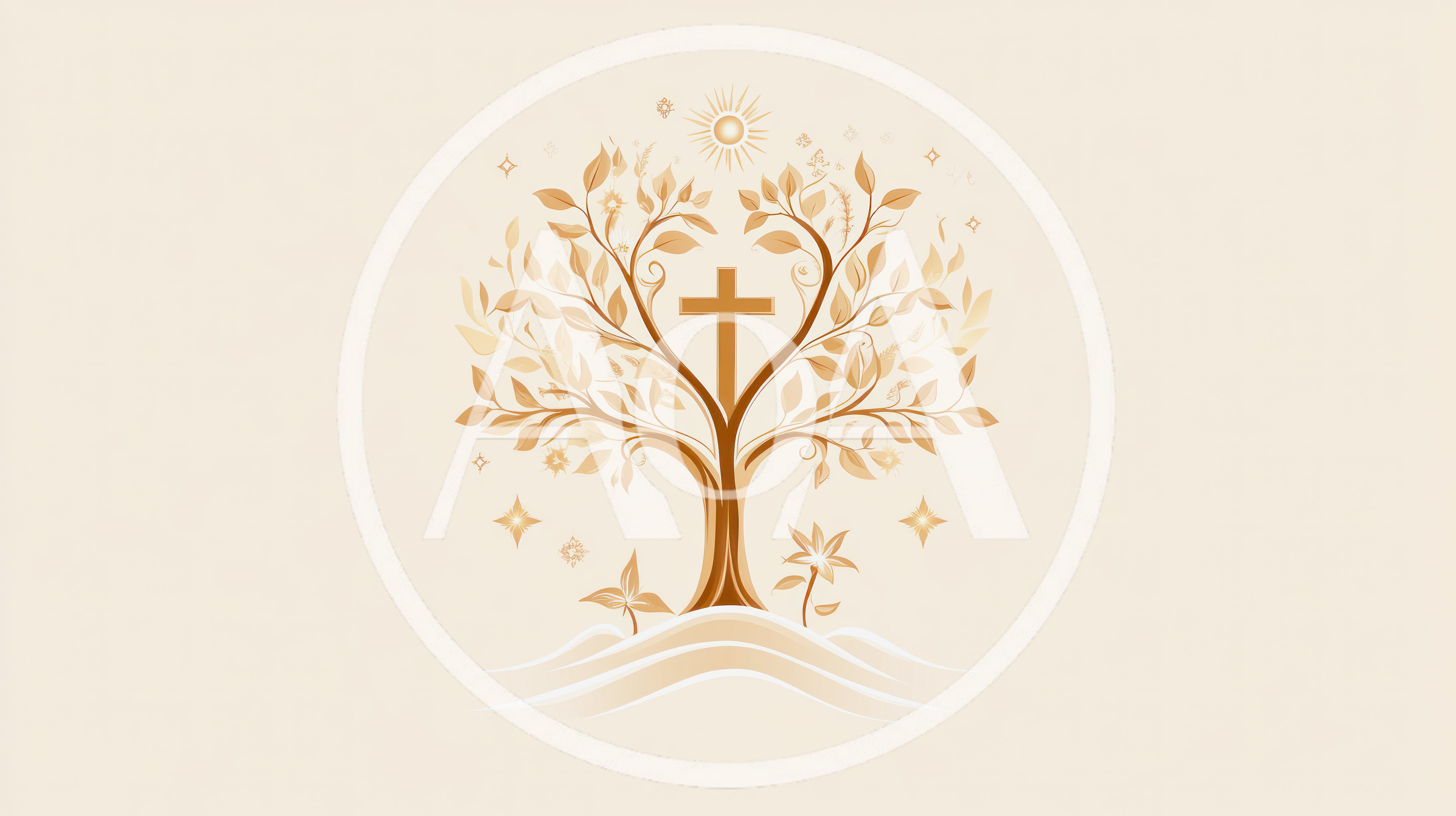 Golden Tree Of Life With Central Christian Cross
