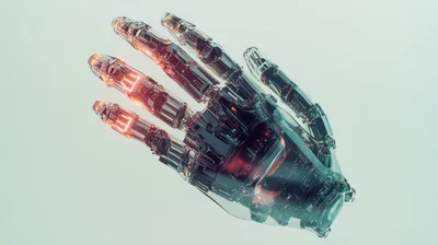 Futuristic Transparent Robotic Hand With Glowing Internal Components