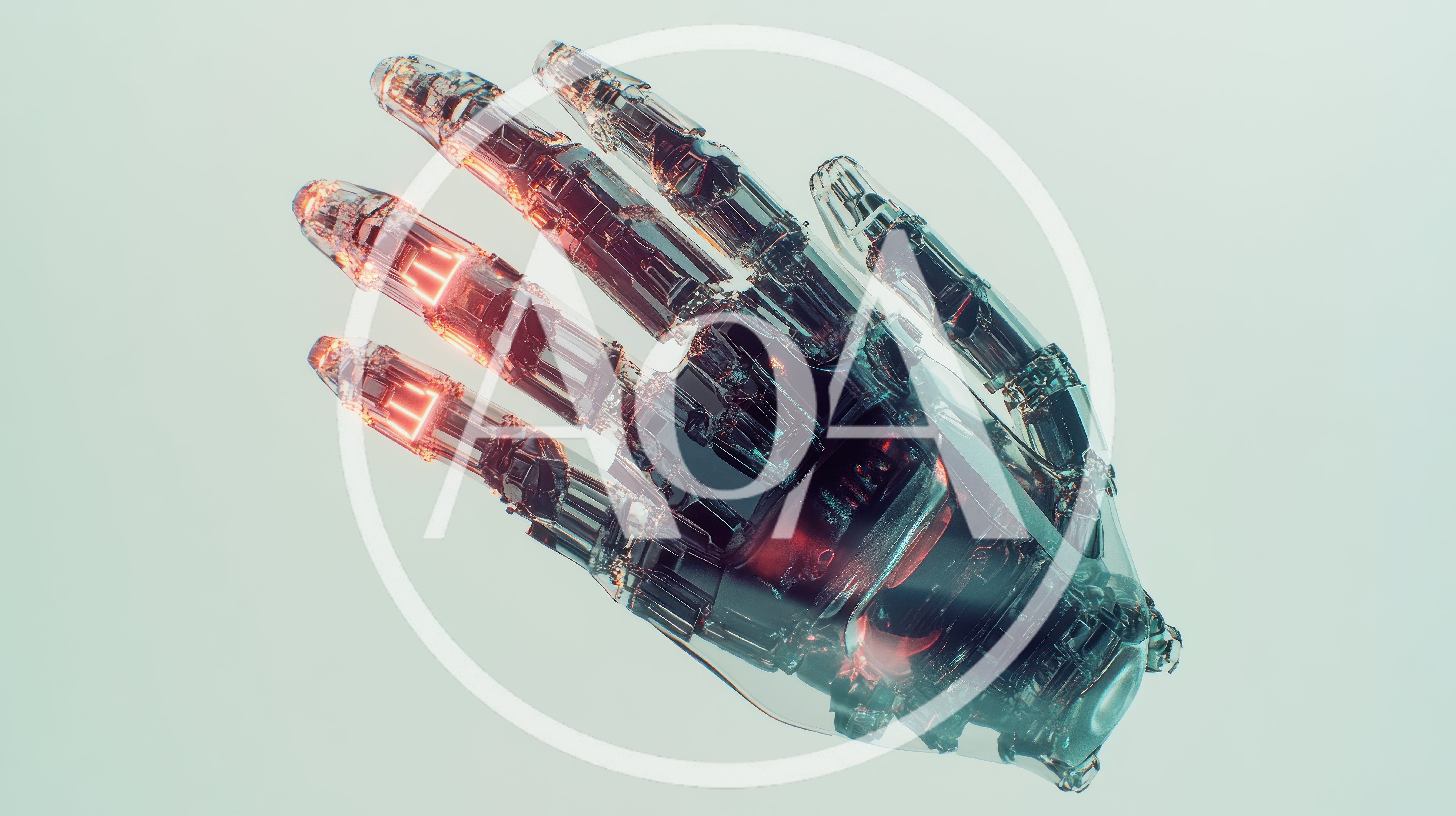 Futuristic Transparent Robotic Hand With Glowing Internal Components