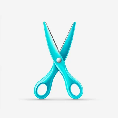 Cyan Plastic Scissors Isolated On White Background