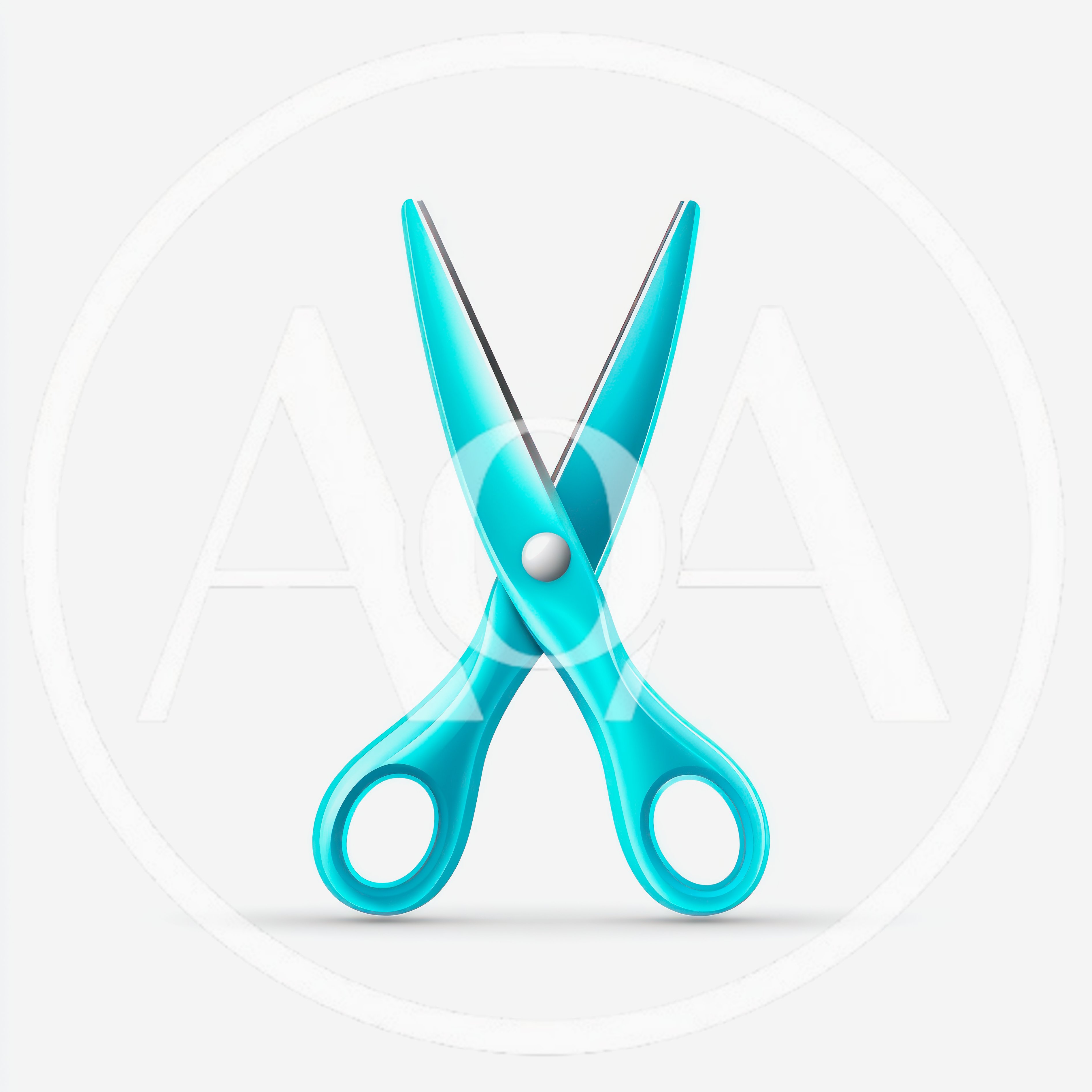 Cyan Plastic Scissors Isolated On White Background