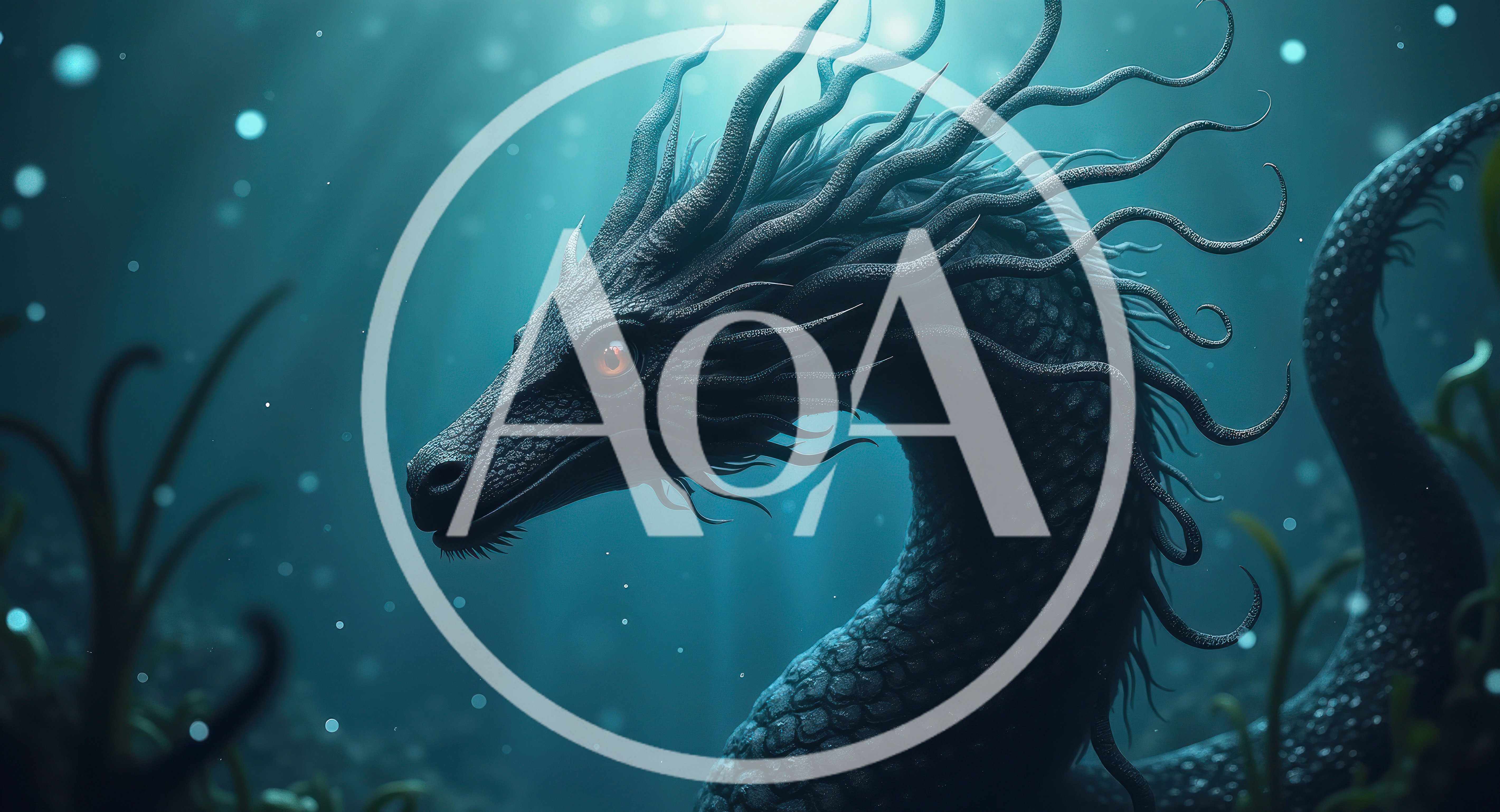 Mystical Sea Dragon Swimming In Deep Underwater Environment