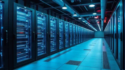 Modern Data Center Server Room Aisle
