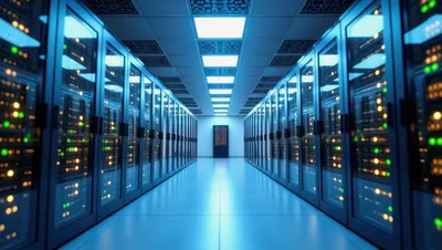 Modern Data Center Server Room Corridor