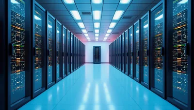 Modern Data Center Server Room Corridor