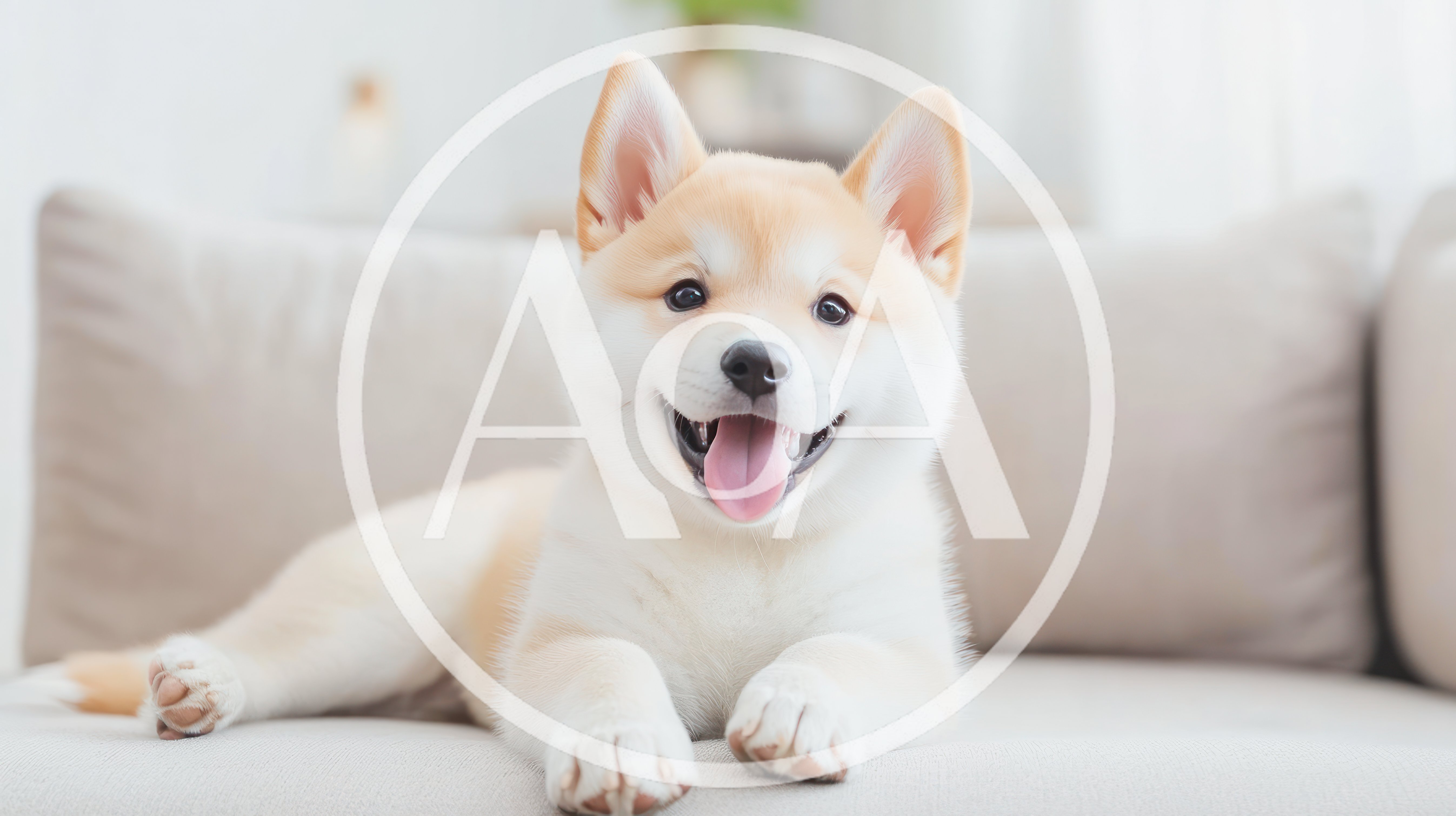 Adorable Shiba Inu Puppy Resting On A Sofa