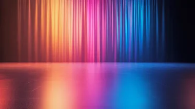 Abstract Stage Background With Colorful Vertical Light Curtains