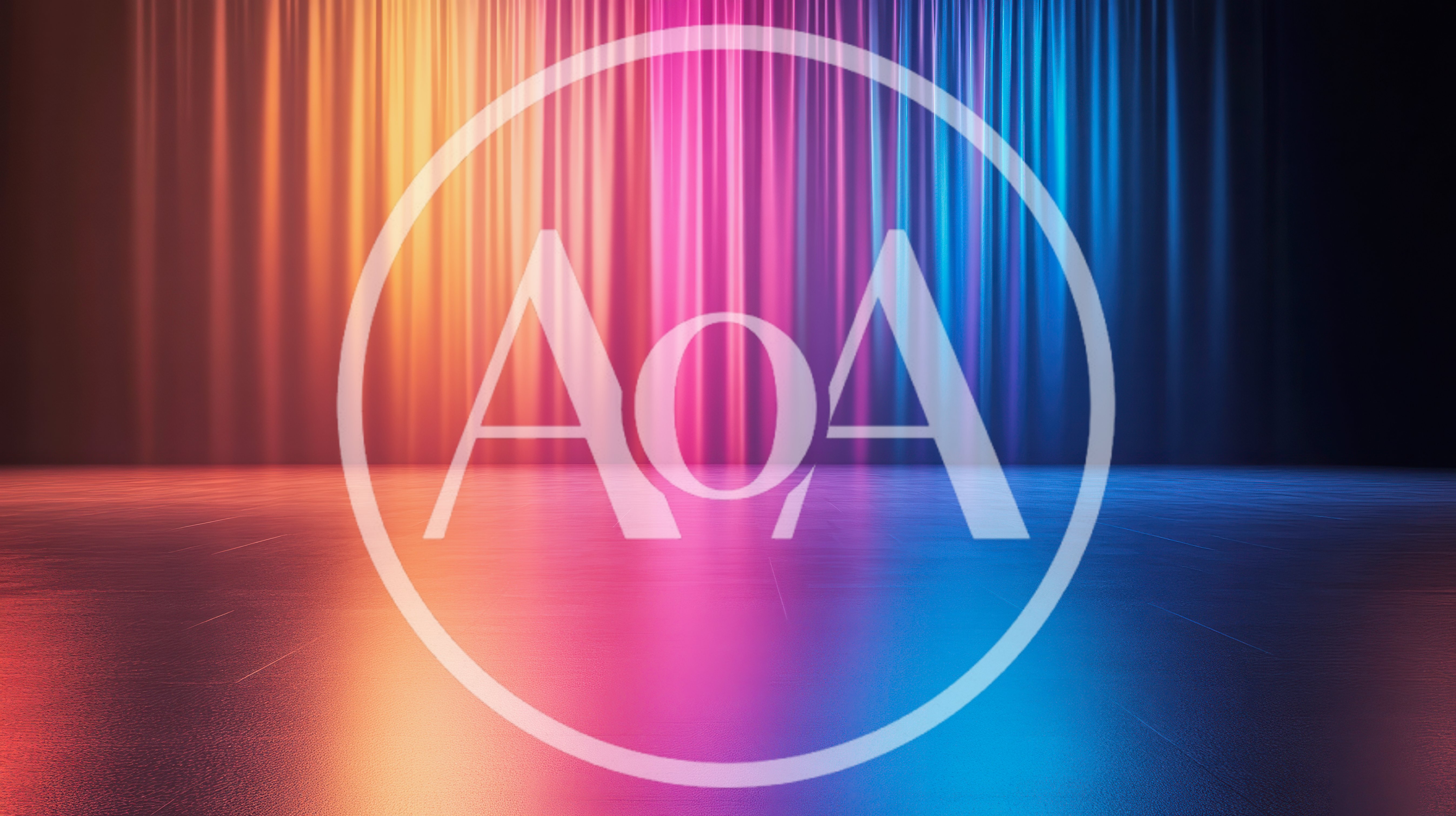 Abstract Stage Background With Colorful Vertical Light Curtains