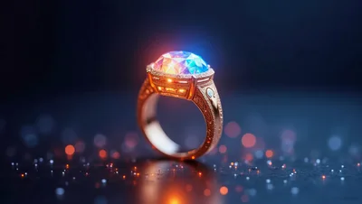 Ornate Gold Ring With Glowing Multicolored Gemstone