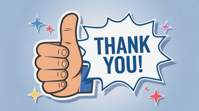 Cartoon Thumbs Up Gesture With Thank You Speech Bubble