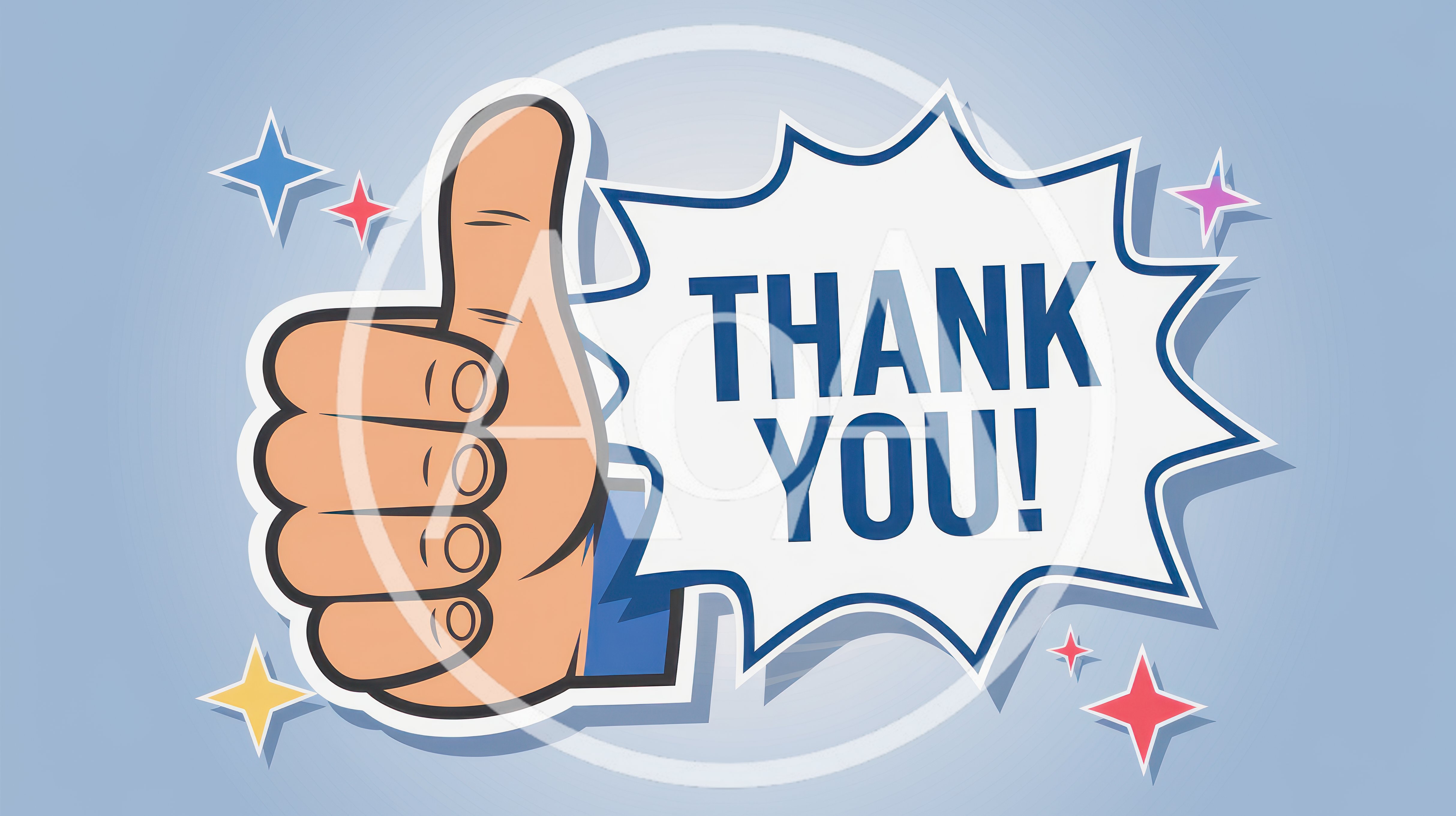 Cartoon Thumbs Up Gesture With Thank You Speech Bubble