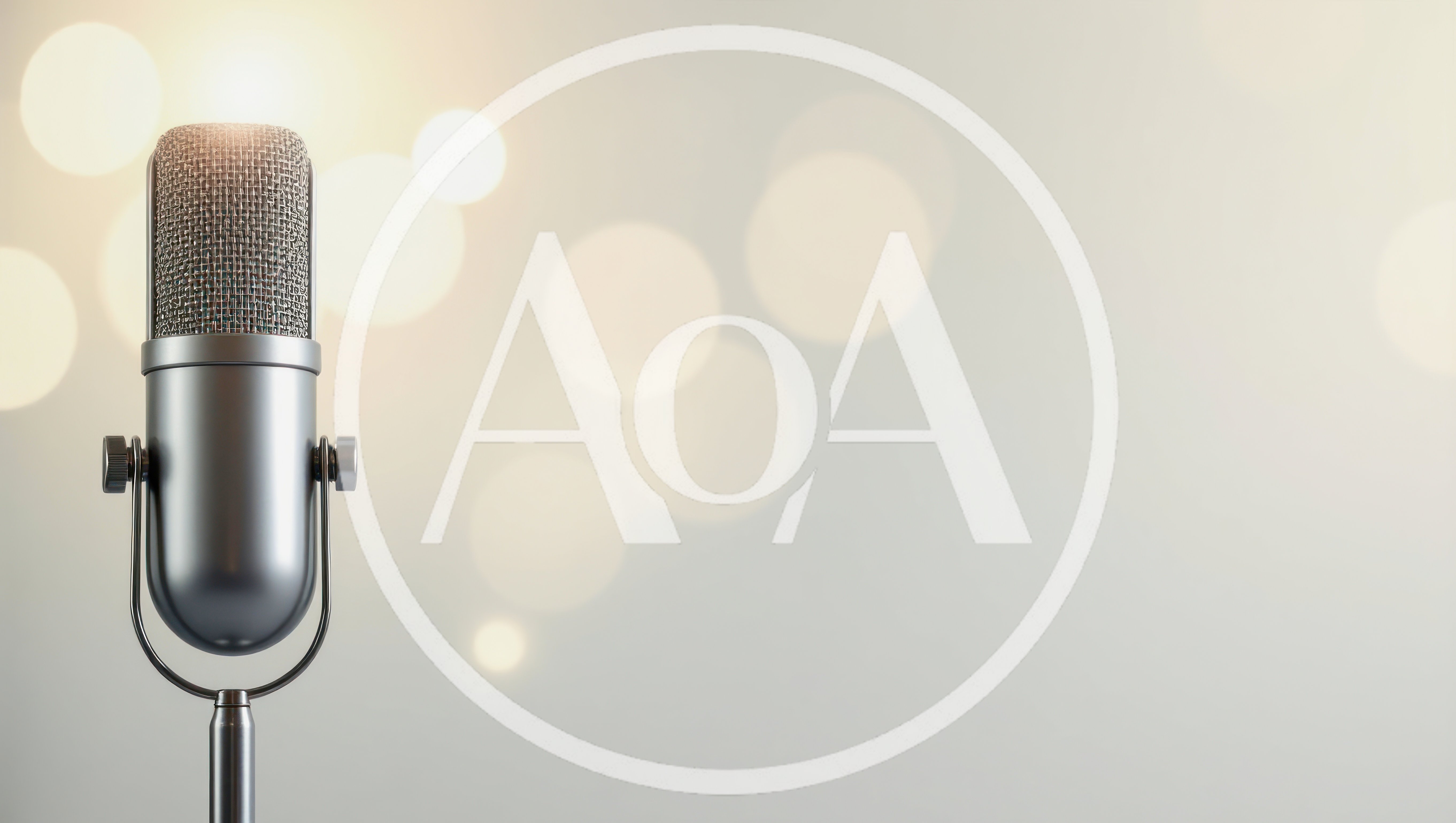 Professional Silver Studio Microphone on Blurred Bokeh Background