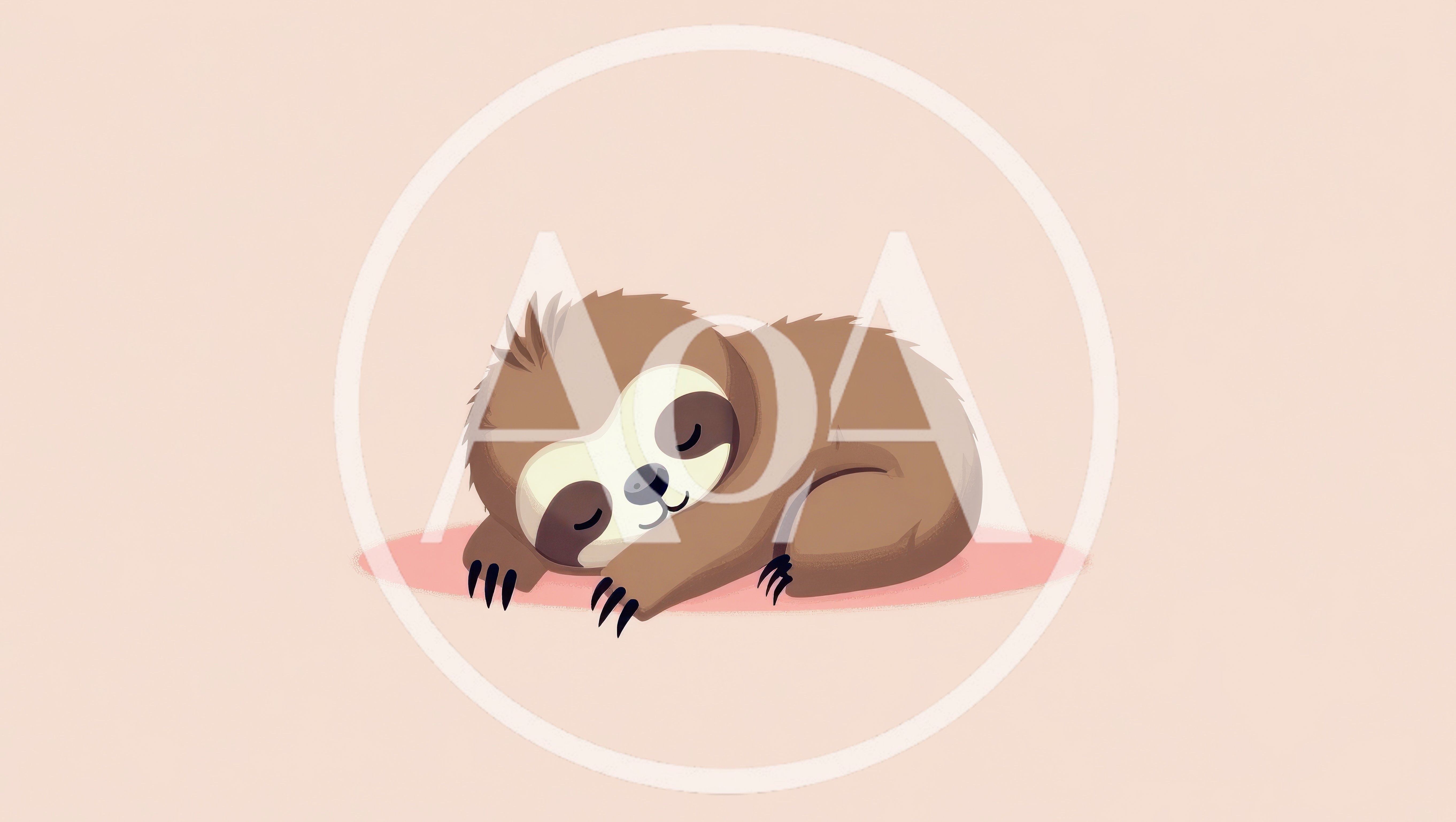 Cute Cartoon Sloth Sleeping On A Pink Background