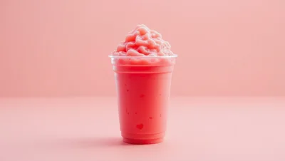 Pink Strawberry Smoothie in a Plastic Cup